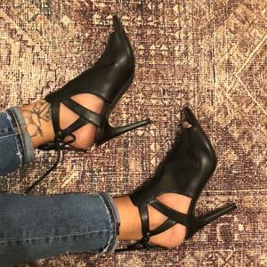 Black leather heels